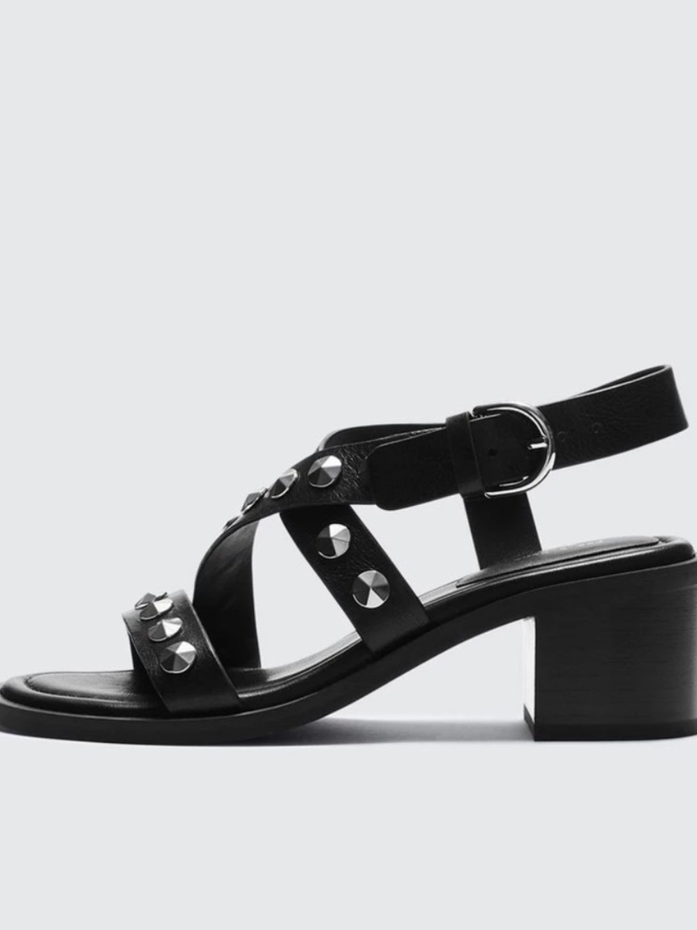 Rag and Bone Leather Studded Block Heel Sandal - Black